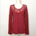 Free People Tops | Free People Burgundy Knit & Lace Crisscross Top | Color: Pink/Red | Size: L