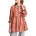 Free People Tops | Free People Dreamweaver Embroidered Cotton Tassel Puff Sleeve Tunic Top Dress | Color: Red | Size: Xs