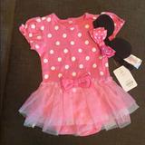 Disney One Pieces | Disney Baby Minnie Mouse Twirl Bodysuit | Color: Pink/White | Size: 6-9mb