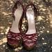 Gucci Shoes | Gucci Burgundy Platform Wedges Strappy Sandals 39 | Color: Red | Size: 8.5