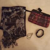 Coach Accessories | Coach Wristlet, Scarf/Wrap, Earrings Accessories | Color: Black/Red | Size: Os