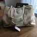 Coach Bags | Coach Signature Ivory Stripe Kisslock Carryall Bag | Color: Cream/Tan | Size: Os