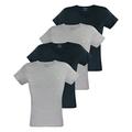 Emporio Armani Men's T-Shirt V-Neck Pure Cotton Short Sleeve 111648-CC722 4er Pack - Multicoloured (Navy/Grigio Melang 15935), XL
