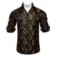DiBanGu Floral Dress Shirt for Men, Black Gold Long Sleeve Shirts Buttons Down Regular Fit Size L