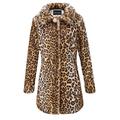 BELLIVERA Faux Fur Jacket Leopard Coat Women Winter Warm Fluffy Parka Overcoat Long Fleece Outwear 18125 Leopard XXL