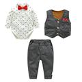 Fairy Baby Baby Boys 3pcs Formal Suit Toddlers Gentleman Bodysuit+Vest+Trousers Size 73(6-9M) (Gray)