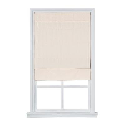 Wide Width Cordless Velveteen Flat Roman Shade by Whole Space Industries in Ivory (Size 27