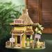 Bay Isle Home™ Maderia Hut 10 in x 10 in x 9 in Birdhouse Wood in Brown/Yellow | 9.75 H x 9.75 W x 9 D in | Wayfair