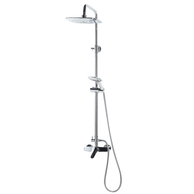 Duschsystem Silber 115 cm mit Kopf und Handbrause aus Stahl mit breitem Duschkopf Verchromtes Set Modernes Design