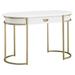 Everly Quinn Mixed Manufactured Oval Desk Wood/Metal in White | 30 H x 47.5 W x 23.6 D in | Wayfair 5963EF2DE8C14D4A8EE9ABAD1164CFAB