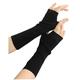 Prettystern mid-length Woman cashmere wrist warmers arm cuff fingerless rib knit gloves