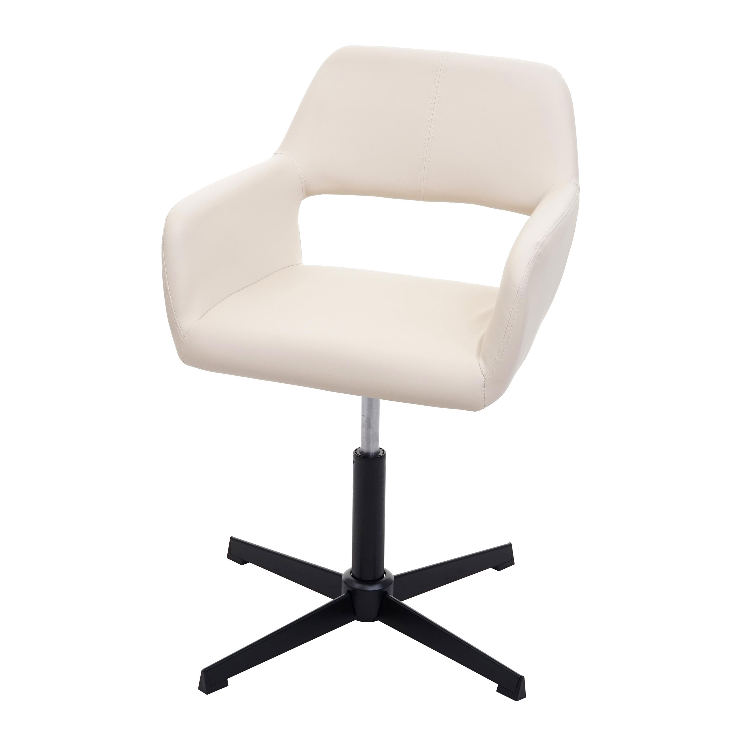 Homeoffice-Bürostuhl HWC-A50 IV, Wohnraum-Schreibtischstuhl + Esszimmerstuhl ~ Kunstleder creme, Fuß schwarz