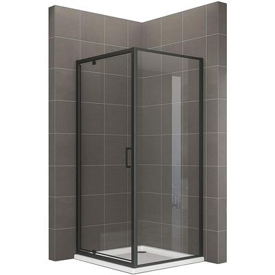 Duschbär Duschkabine, Eckdusche mit Fronteinstieg schwarze Aluminium Profile - Links und rechts Image