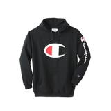 Men's Big & Tall Champion® Large Logo Hoodie by Champion in Black (Size 2XLT)