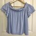 American Eagle Outfitters Tops | Aeo Blue Off-The-Shoulder Top | Color: Blue/White | Size: S