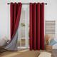 Deconovo Faux Linen Full Blackout Curtains Eyelet Thermal Insulated Blackout Curtain Panels Bedroom Curtains with Coating Back Layer 46 x 72 Inch Red 1 Pair