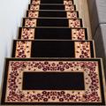 Black/Brown 0.3 x 19.5 W in Stair Treads - Red Barrel Studio® Binni Carpet Mat Flower Bordered Design Slip Resistant Stair Tread Nylon | Wayfair