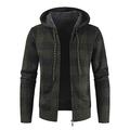 Men's Casual Zip Hoodies Long Sleeve Tops Cardigan Hooded Sweatshirt Jumper Casual Plaid Printed Knitted Jacket L Dark Green