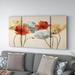 Andover Mills™ Poppy Palette Revisited - 3 Piece Print on Canvas Metal in Gray/Orange/Red | 32 H x 64 W x 1.5 D in | Wayfair