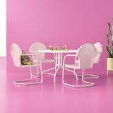 Hashtag Home Burley Round 4 - Person 39" Long Outdoor Dining Set Metal in Pink | 25.63 H x 39 W x 39 D in | Wayfair