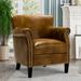 Armchair - Three Posts™ Gail 29.5" Wide Armchair Faux Leather in Black/Brown | 33.5 H x 29.5 W x 30 D in | Wayfair LNPK6920 39052949