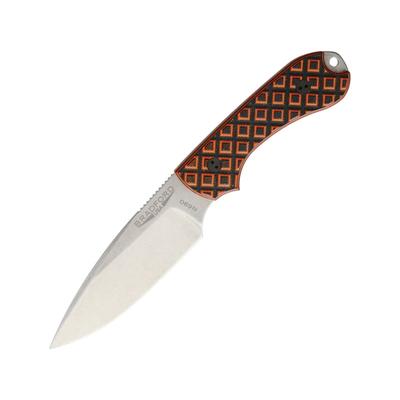 Bradford Knives Guardian 3 Tiger Stripe 6 3/4in Fixed Blade Knife 6.75in Overall 3.25in Stonewash N690 SS Drop Point Textured G10 Handle Black/Orange