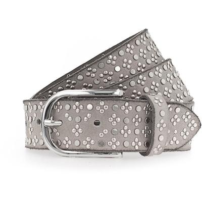 b.belt Nietengürtel Leder 95 cm Grau Damen