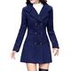 TUDUZ Sale Women Artificial Wool Double Breasted Coat Ladies Elegant Slim Long Sleeve Business Work Office Turn-Down Jacket with Belt(YA Blue,XL=UK(12))