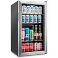 Ivation 126 Can Freestanding Beverage Refrigerator Glass | 33.1 H x 18.7 W x 17.3 D in | Wayfair IVABC1260SSWH