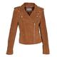 Womens Genuine Suede TAN Biker Jacket Girls X-Zip Fitted Designer Leather Coat - Rusty (16)