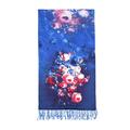 LanSilk Women Silk Scarf Fashion - Elegant Silk Cashmere Wool Lady Head Scarf Neck Scarf Hair Scarf Long Large Scarves for Ladies (165x50cm) (Flower Art Painting, Blue Navy)