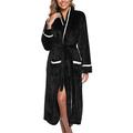iClosam Ladies Luxurious Dressing Gown Soft Thick Long Robe Fleece Shawl Collar Bath Robe Housecoat for Women Fall Winter