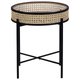 Beistelltisch Beige Rattan Rund ⌀ 36 cm mit Metallgestell Schwarz Wiener Geflecht Boho Stil Wohnzimmer Schlaffzimmer Sofatisch