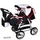 3-in-1 Stroller with Parasol Combi Stroller Buggy Puncture-Free Tires King by Lux4Kids Black & White & Seam Red