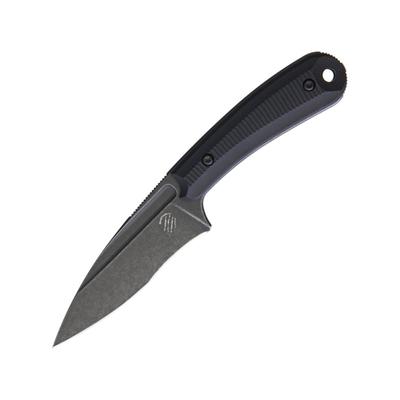 Bastinelli Creations SIN Knife 7.13in Overall 3.5in Black Stonewash Bohler N690 SS Blade Black G10 Handle Black Kydex Sheath SIN DARK STONE WASHED