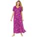 Plus Size Women's Long T-Shirt Lounger by Dreams & Co. in Rich Magenta Butterfly (Size 5X)