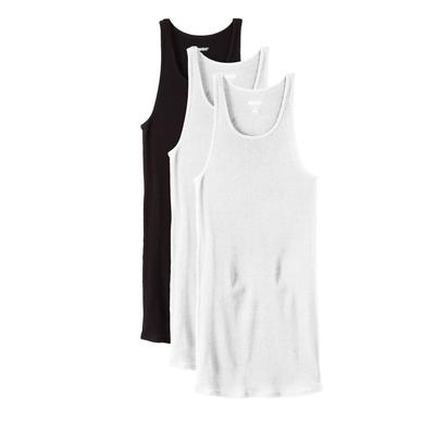 Men's Big & Tall Ribbed Cotton Tank Undershirt 3-Pack by KingSize in Assorted Black White (Size 3XL)