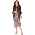 Plus Size Women's Three-Quarter Sleeve Jacket Dress Set with Button Front by Roaman's in Natural Animal Print (Size 34 W)