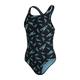 Speedo Boom Logo Allover Medalist Damen Badeanzug, Schwarz/Light Adriatic, 30 (DE 34)