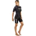 Cressi Tortuga Lady Wetsuit 2.5 mm - Shorty Neoprenanzug aus High Stretch Neopren für Frauen, Schwarz/Lila , S/2