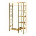 Coat rack HAIYU- Metal, Modern Garment Display Rack with 5 Shelves, Large Capacity Wardrobe Coat Hanger for Hallway/Bedroom/Balcony, 4 Colors, 2 Sizes(Size:90×30×155cm,Color:Gold)