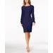 Chiffon-bell-sleeve Sheath Dress - Blue - Calvin Klein Dresses