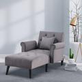 Mercer41 Doraville Tufted Two Round Arms Reclining Chaise Lounge Wood/Velvet in Gray | 31 H x 34.5 W x 59.75 D in | Wayfair