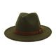 Lisianthus Men & Women Vintage Wide Brim Fedora Hat with Belt Buckle, Olive, M