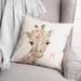 Indigo Safari Baby Giraffe w/ Flowers Square Pillow Cover & Insert Polyester/Polyfill blend | 18 H x 18 W x 1.5 D in | Wayfair