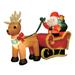 The Holiday Aisle® Santa in One Reindeer Sleigh w/ Boarder Inflatable Plastic in Black/Brown/Red | 72 H x 120 W x 19 D in | Wayfair