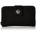 Vera Bradley Women's Microfiber Turnlock Wallet with RFID Protection, True Black, One Size