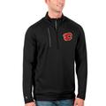 Men's Antigua Black/Charcoal Calgary Flames Big & Tall Generation Quarter-Zip Pullover Jacket