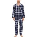 JINSHI Mens Pyjama Set 100% Cotton Fleece Lounge-wear Long Sleeve Top & Bottoms Checked Soft Warm Winter Sleepwear Nightwear PJ's Set JS59 Size 2XL