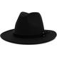 Lisianthus Men & Women Vintage Wide Brim Fedora Hat with Belt Buckle, Z Black Belt-black, M